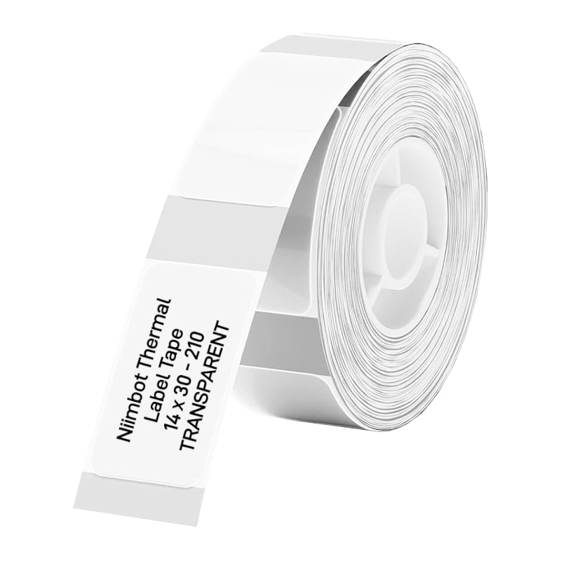 TT14x30-210TRANSPARENT_wr_01.jpg NIIMBOT D11/D110/D101/H1S Thermal Label 14x30mm - 210 Labels Per Roll - Transparent - Image 1