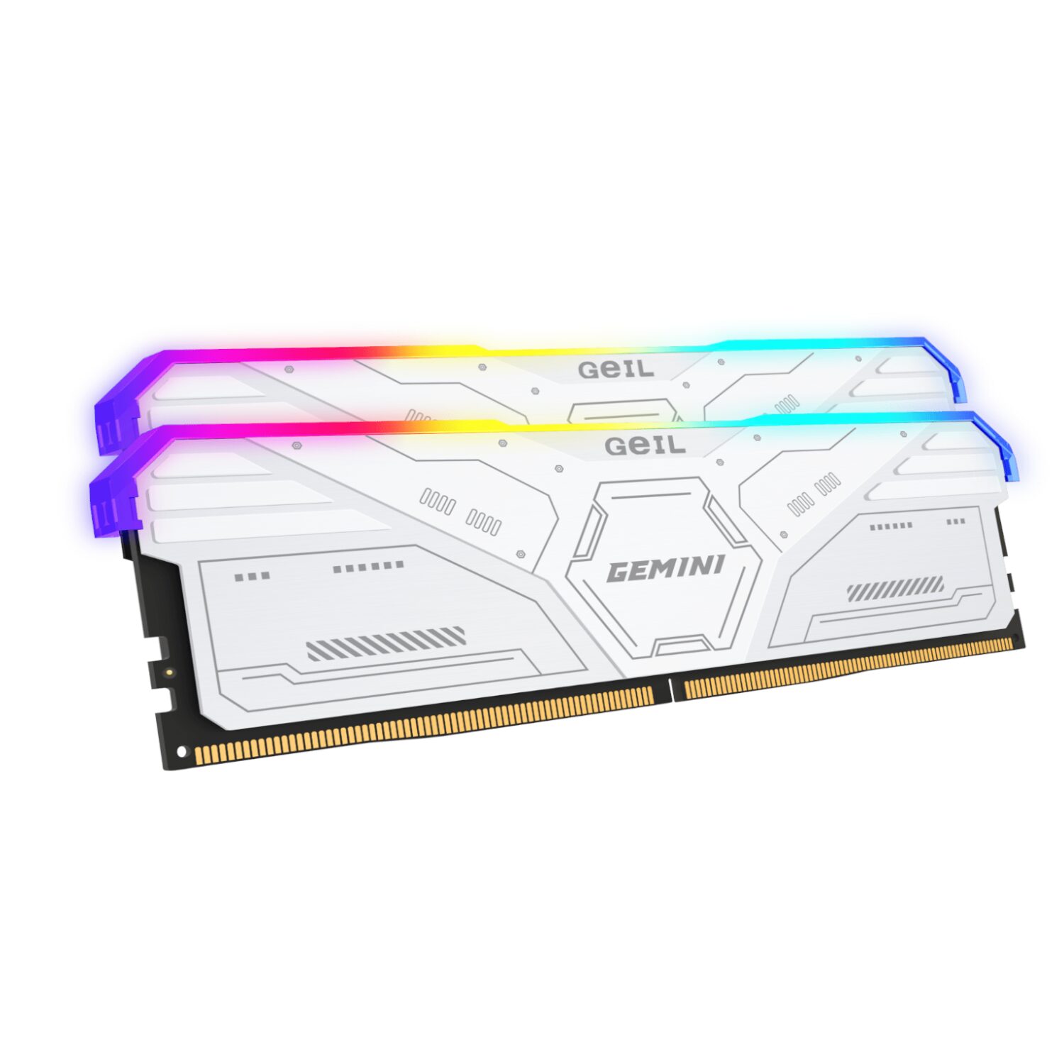 GAMSW532GB6000C38BDC-WR-02.jpg Geil Gemini RGB 64GB KIT(2X32GB) 6000MHz DDR5 Desktop Gaming Memory - White - Image 1