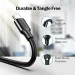 UGreen Type-C to USB 3.0 Cable 2m ? Fast Charging 3A, 5Gbps Sync ? Black - Image 3