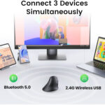 UGREEN Multi-Mode Vertical Mouse Bluetooth and 2.4G Wireless?Black - Image 5