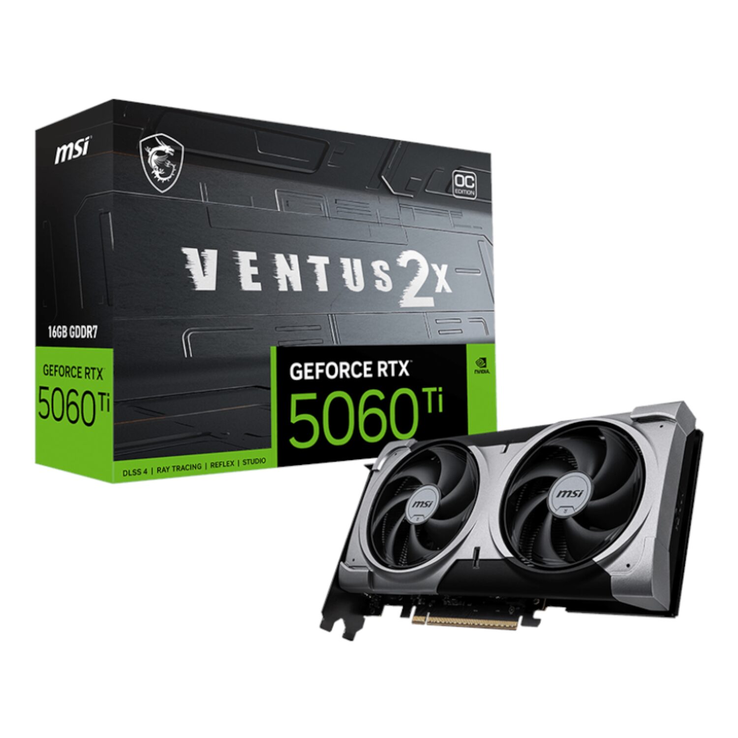 RTX5060TIVENTUS2XOCPLUS16-WR-01.jpg MSI GeForce RTX 5060 Ti VENTUS 2X OC PLUS 16GB GDDR7 Graphics Card - Image 1