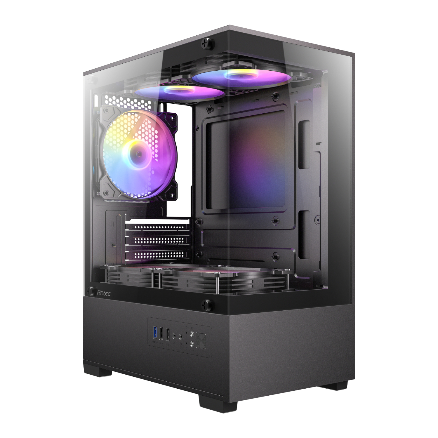 VCX100M-RGB-ELITE_Antec-VCX100M-RGB-Elite-M-ATX-Mini-Tower-Gaming-Chassis_wr_01.jpg Antec VCX100M RGB Elite ATX, Micro-ATX, ITX Mini Tower Gaming Chassis ? Black - Image 1